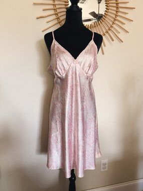 Silky Pink Paisley Slip Dress - Women's Intimates